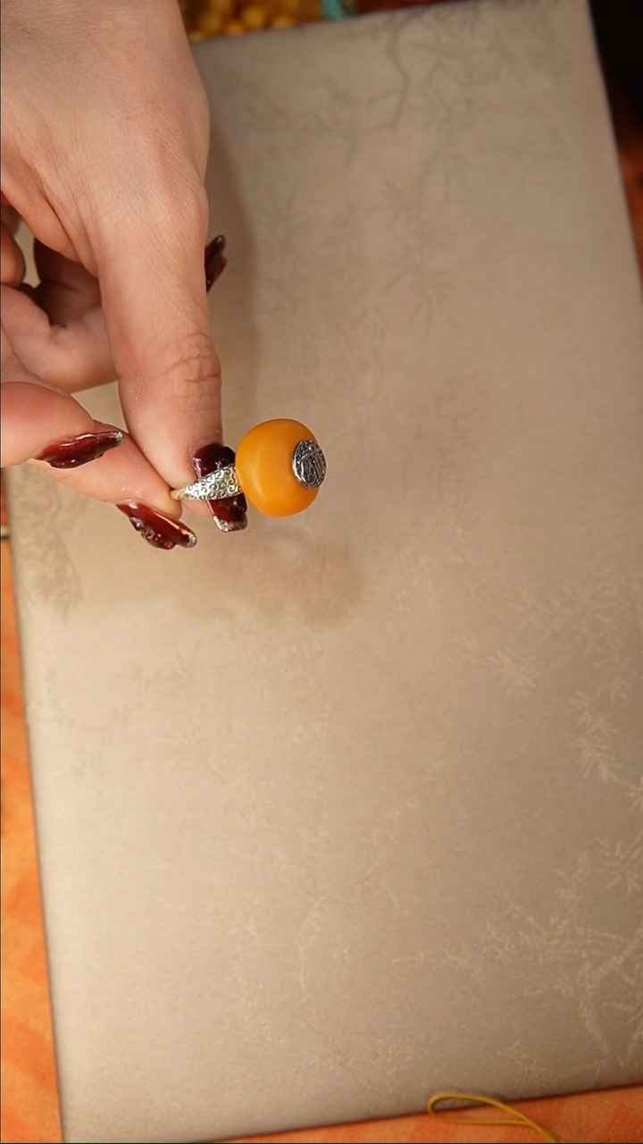 【闪购商品】琥珀耳饰银S925镶嵌戒指