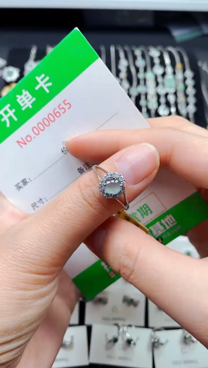 【闪购商品】翡翠戒指银S925镶嵌0655