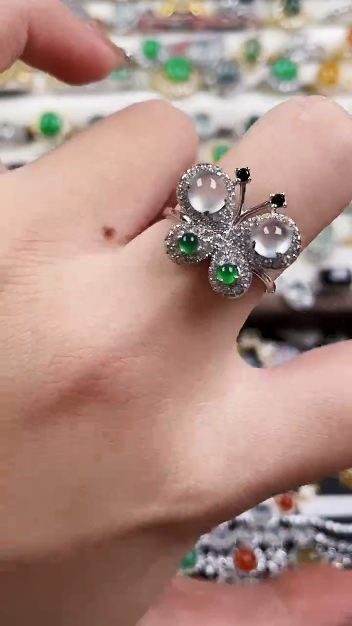 银S925镶嵌戒指翡翠189