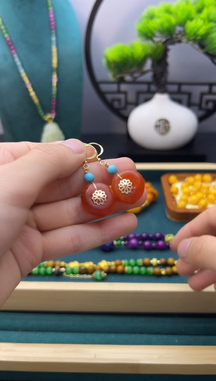 【闪购商品】蜜蜡耳饰14K金镶嵌E137