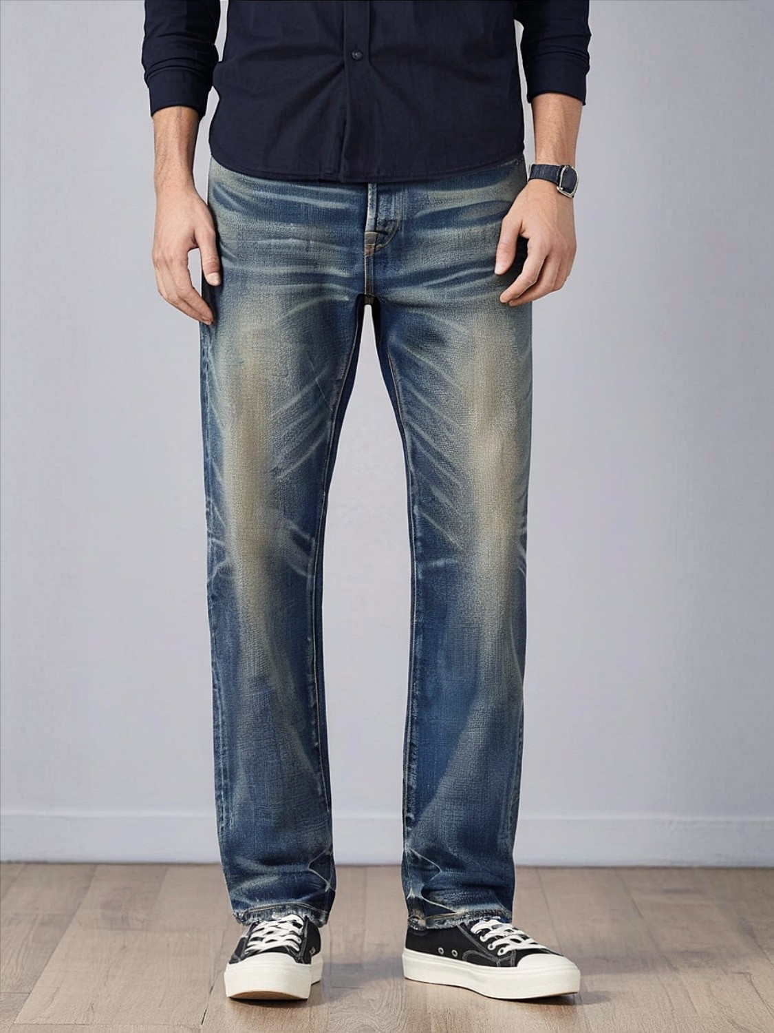 威络 15盎赤耳 宽松直筒复刻LVC33501复古水洗立体猫须日潮牛仔裤