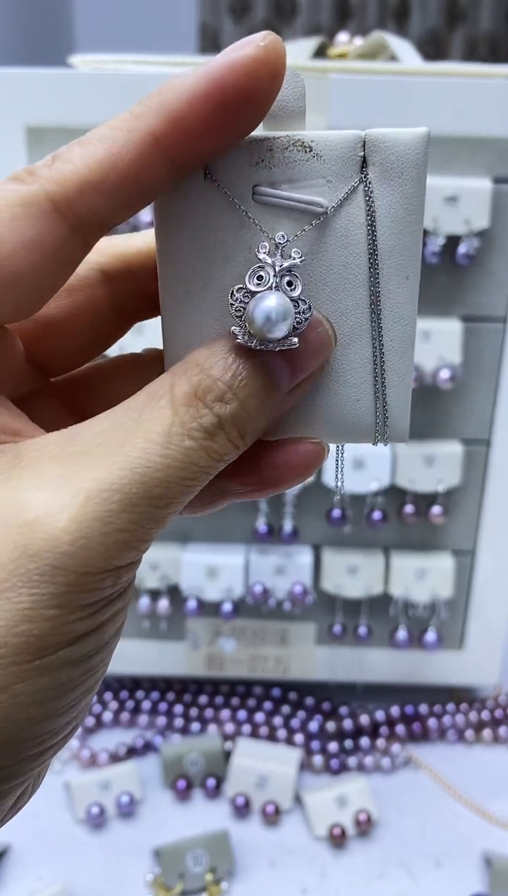 海水珍珠银S925镶嵌颈饰真多麻