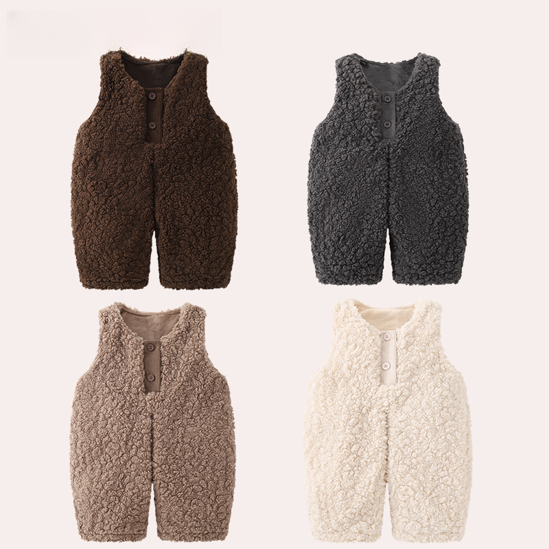 【棉花绒背带裤】棉花绒背带裤儿童小童女童连体衣服无袖连体衣