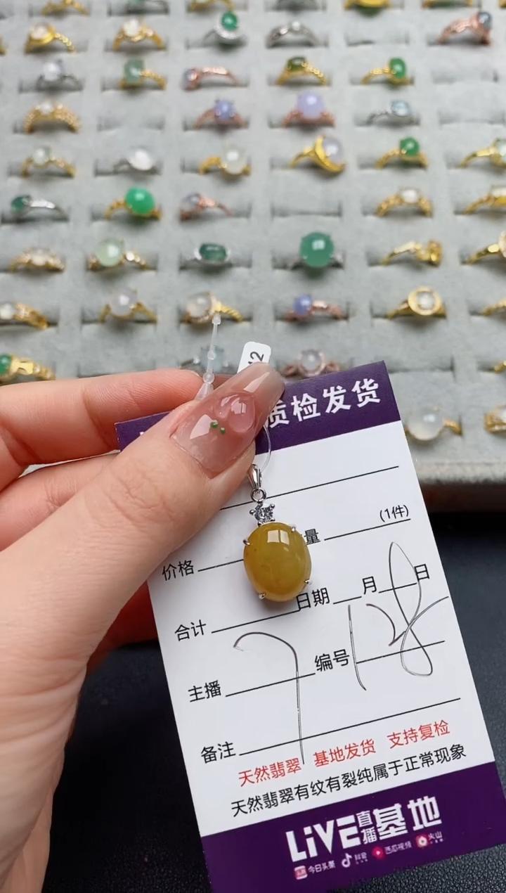 颈饰银S925镶嵌翡翠.
