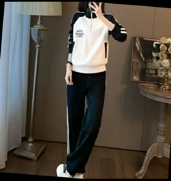 076新款运动跑步套装女春秋时尚洋气气质显瘦遮肉卫衣两件套