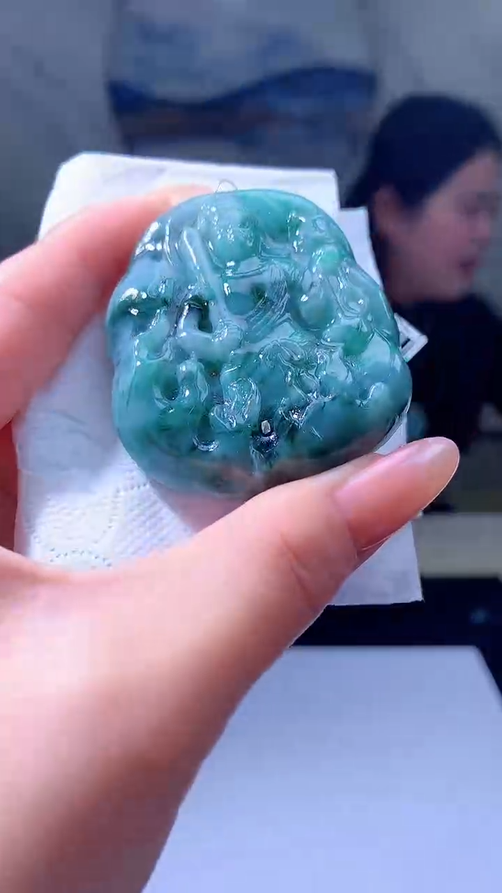 【闪购商品】定制翡翠未镶嵌8037jj-毛货挂件67