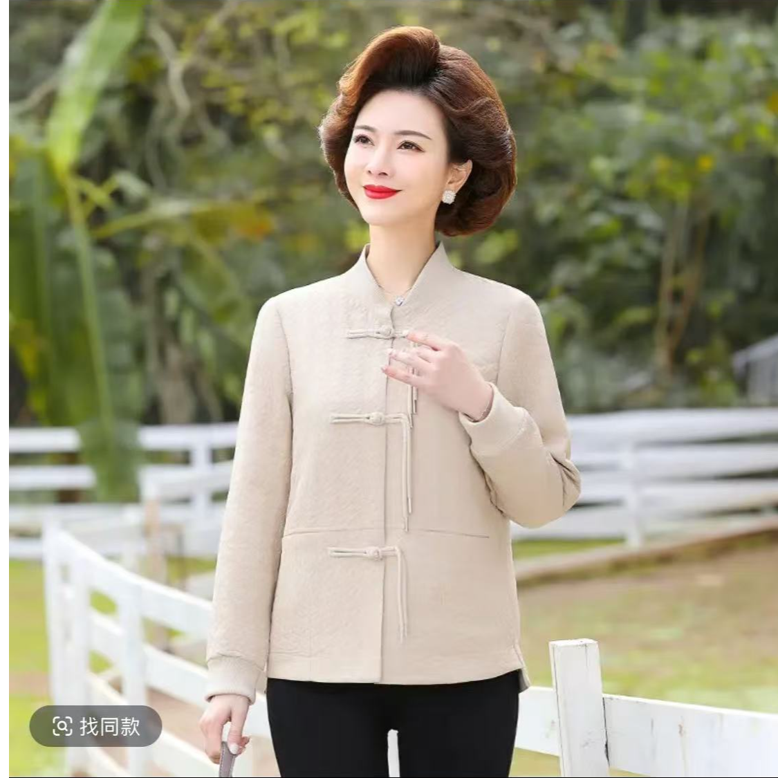 B042-时尚中老年春秋中老年女装短款双面妈妈装洋气中年