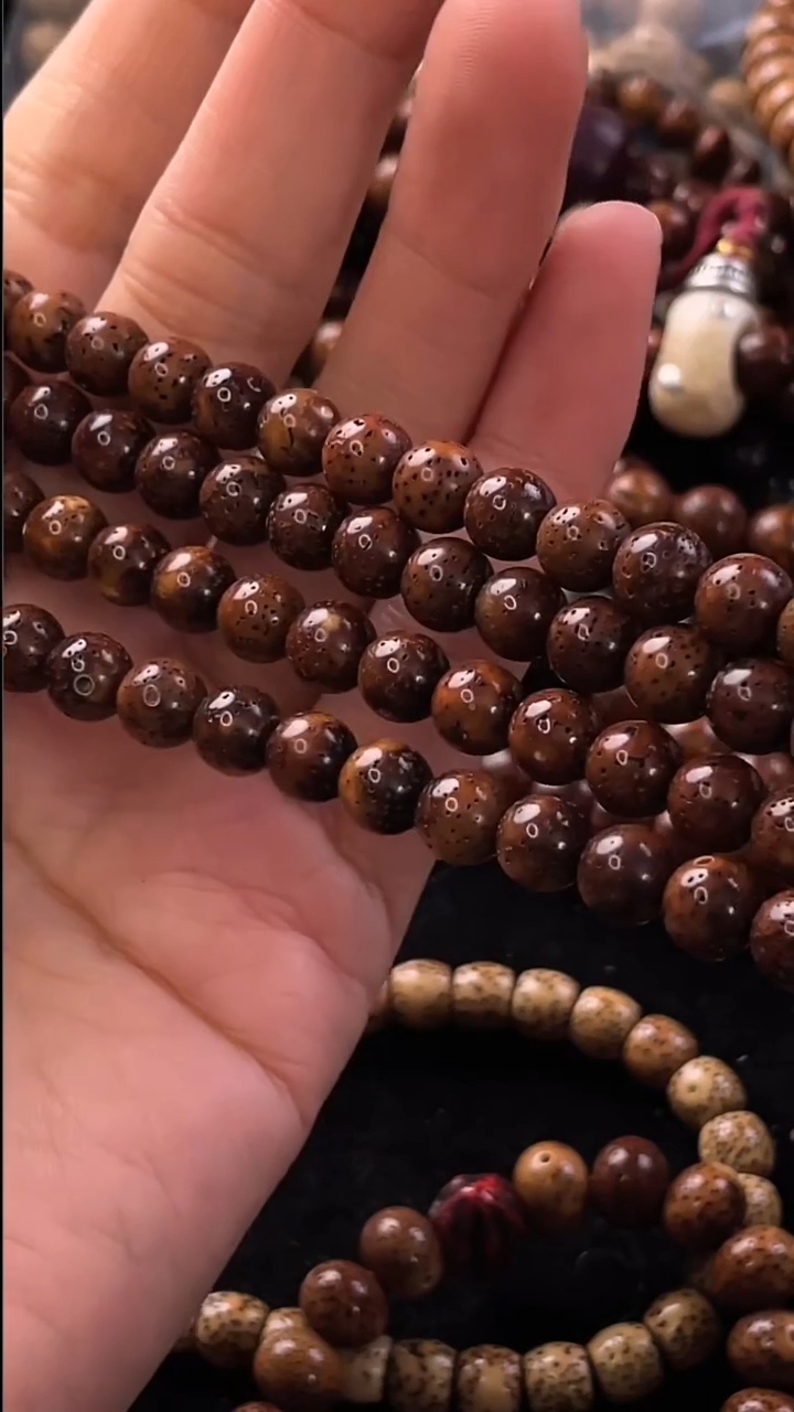 吊坠星月菩提精工级中珀圆珠7长串