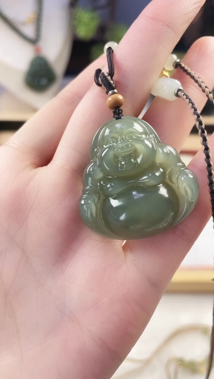颈饰未镶嵌和田玉35mm佛公