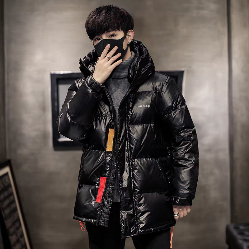 短款羽绒服男潮牌亮面防水宽松连帽加厚冬季白鸭绒保暖外套 B56