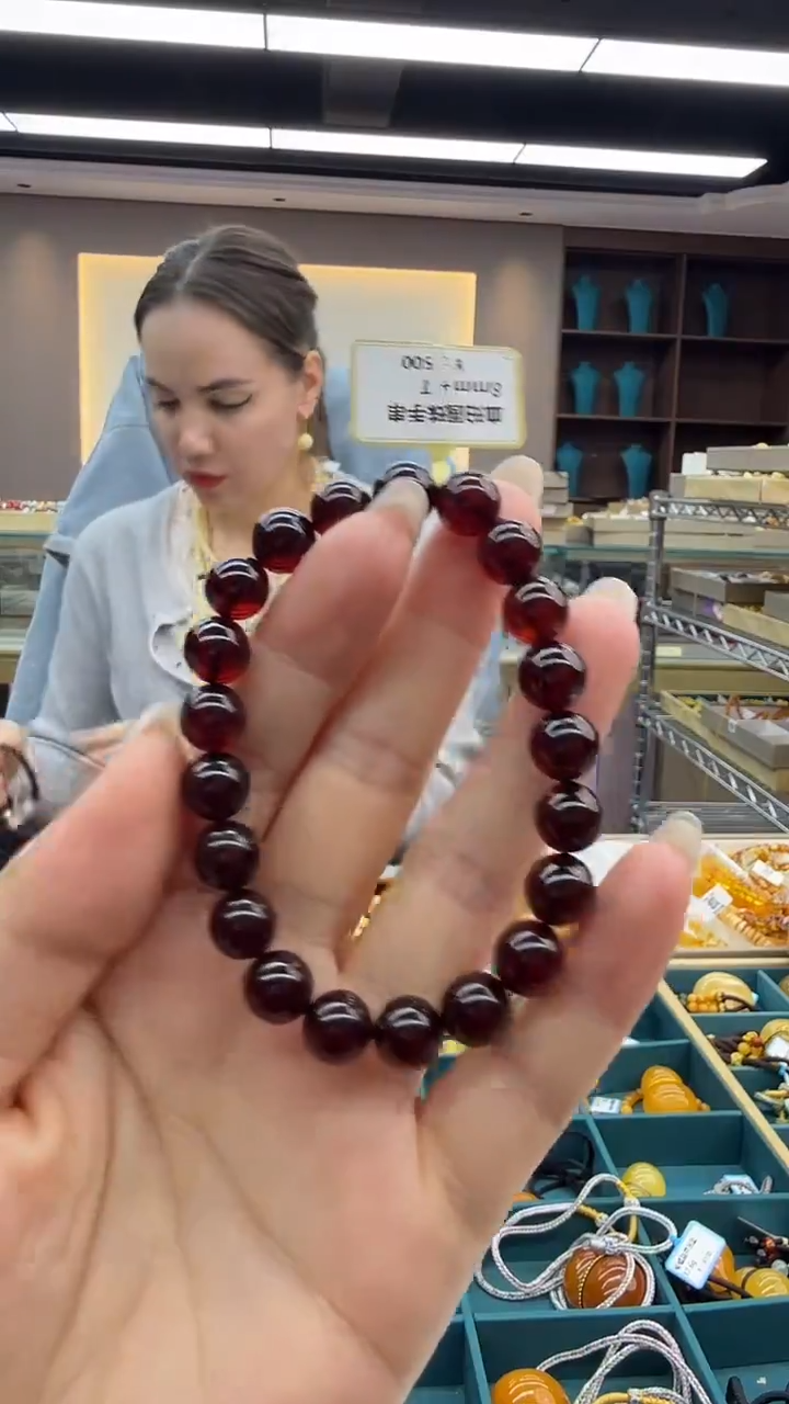 手链琥珀未镶嵌50秒拍号 假一罚三 8mm