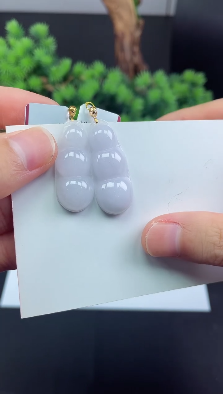 吊坠(不含链)18K金镶嵌翡翠豆子多样性发其一@@CMT