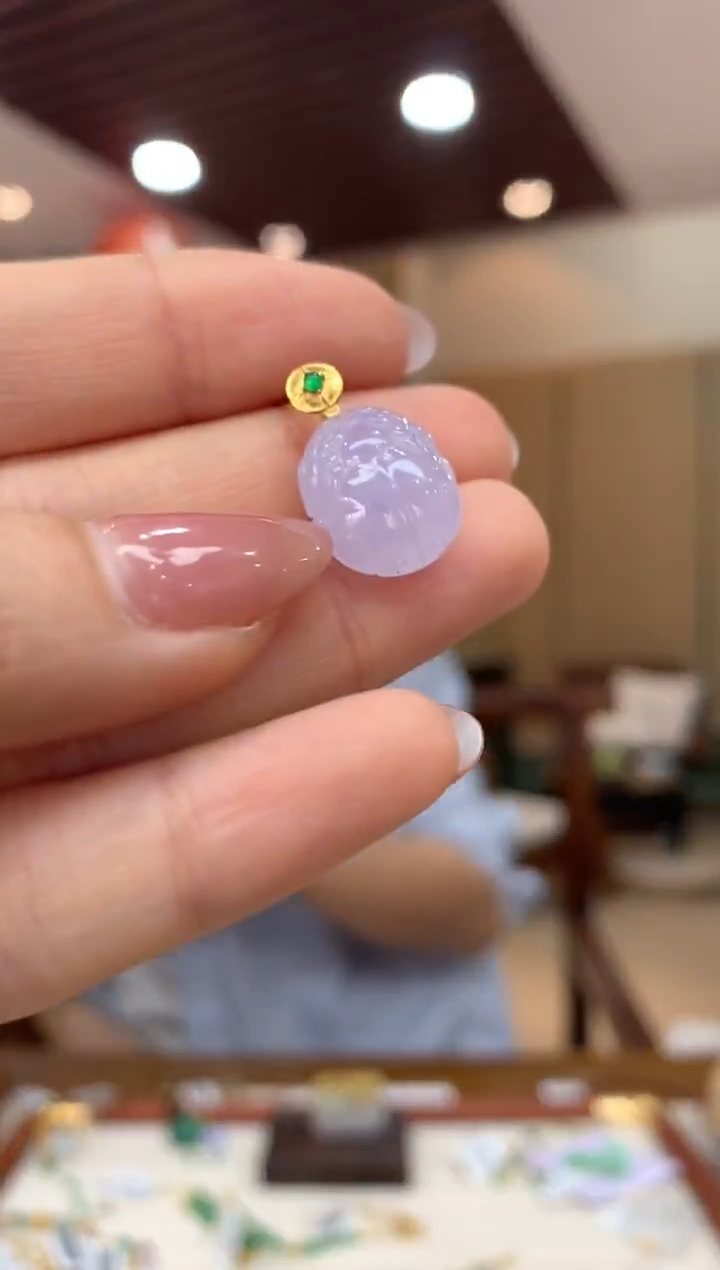 吊坠(不含链)18K金镶嵌翡翠貔貅