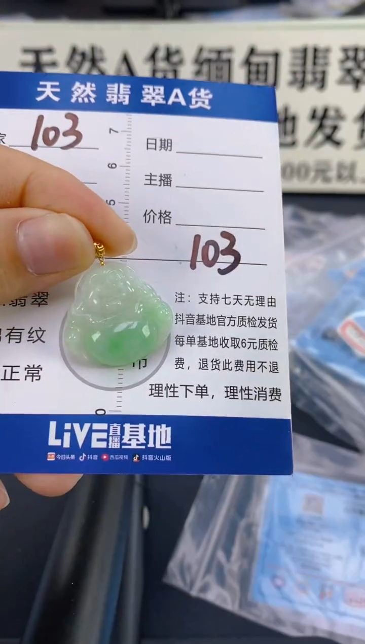 【闪购商品】翡翠颈饰18K金镶嵌天然A货翡翠  103