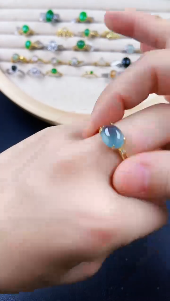 翡翠戒指银S925镶嵌546546