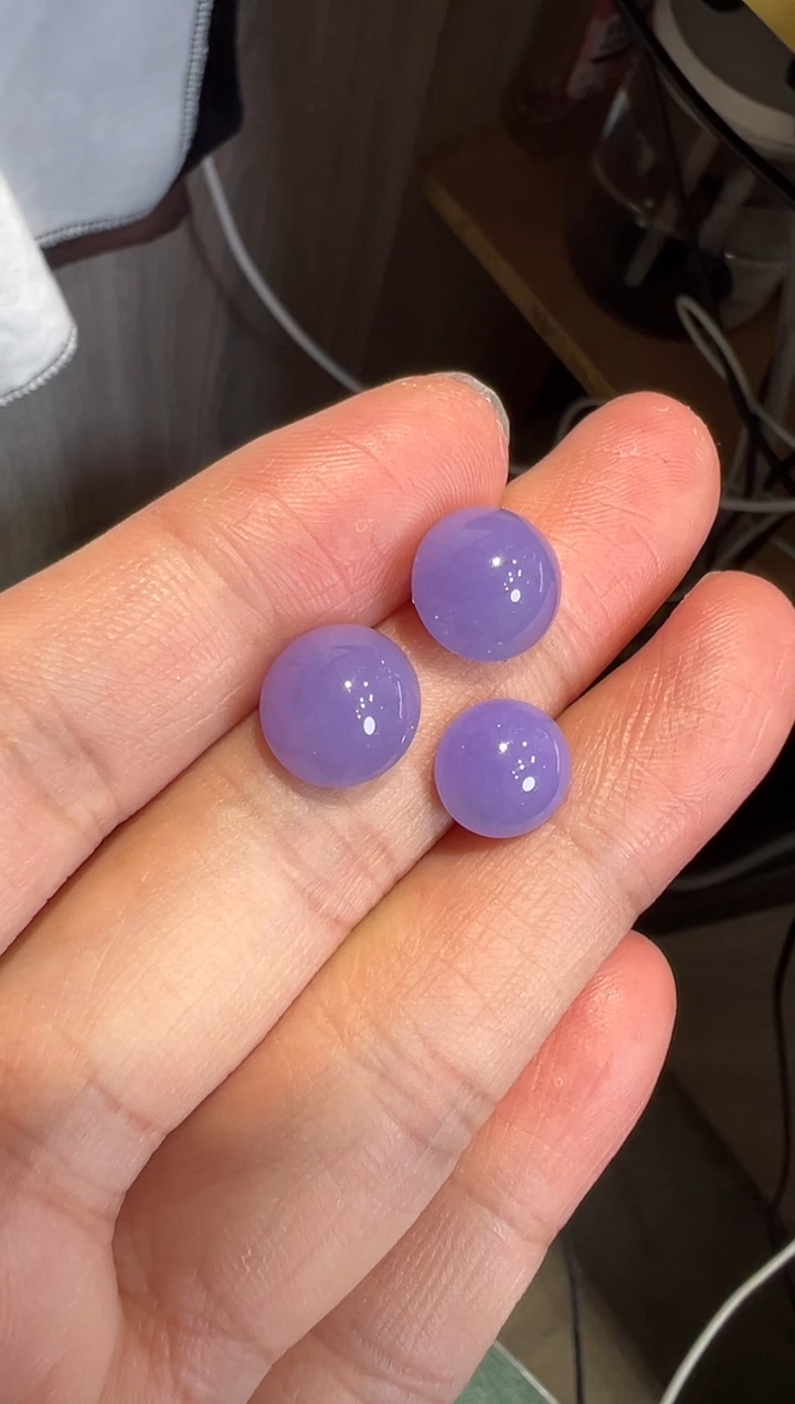 【闪购商品】翡翠裸石浓紫蛋面套装