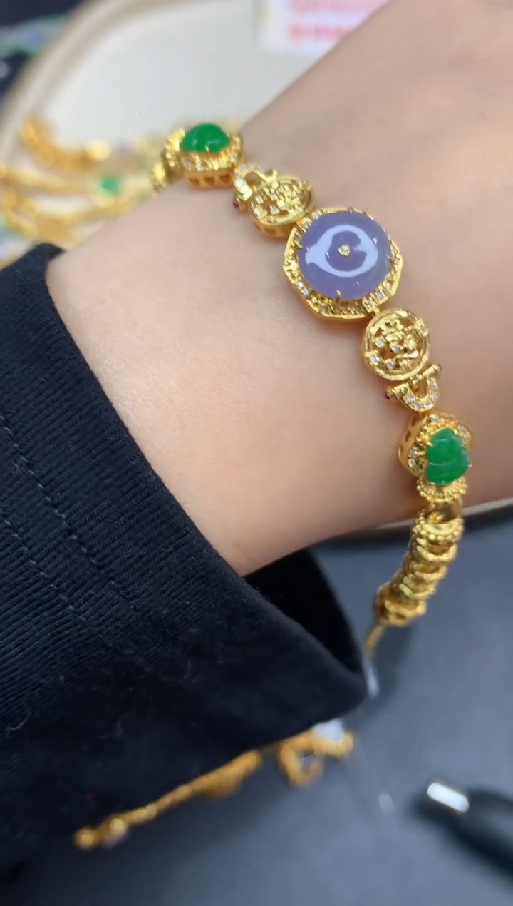 18K金镶嵌手链翡翠手链A513|19800