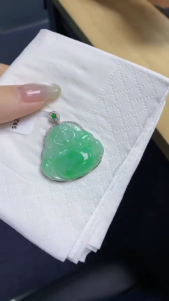 【闪购商品】翡翠18K金镶嵌颈饰天然缅甸A货翡翠