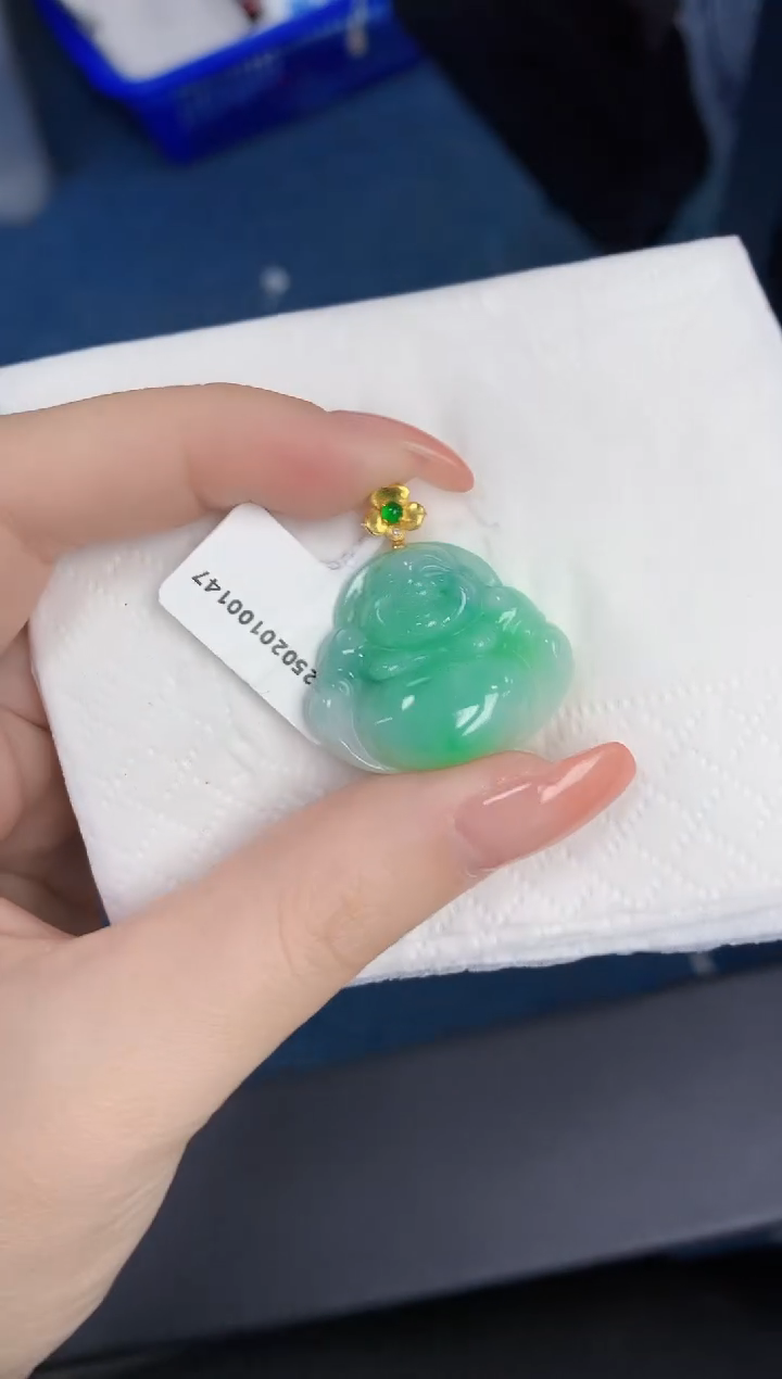 【闪购商品】翡翠颈饰18K金镶嵌天然缅甸翡翠A货