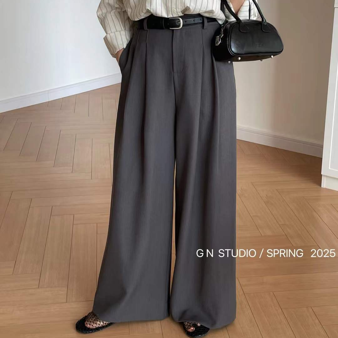 春季新款韩版时尚洋气休闲宽松洋气百搭高品质阔腿直筒裤075551