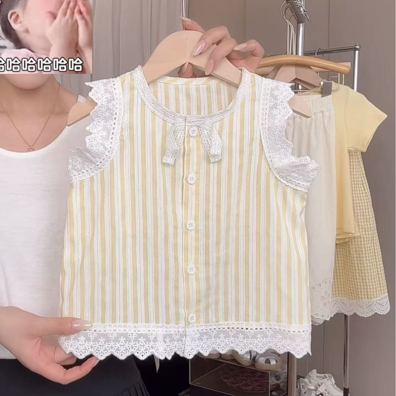 花小花女童衬衫2025新款夏装小女孩娃娃衫夏季童装薄款上衣儿童短