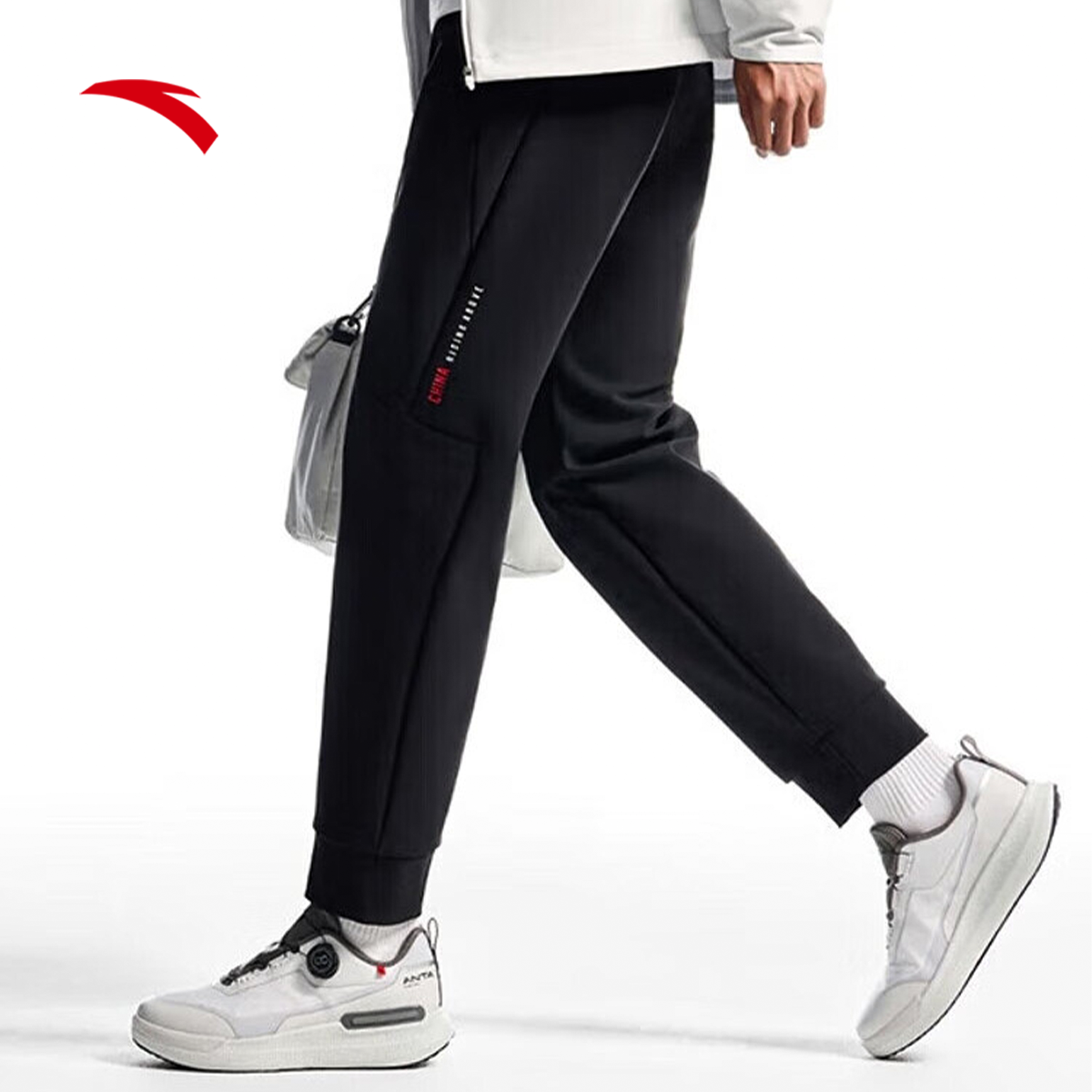 【服饰】安踏跑步春秋季修身束脚裤健身跑步针织运动休闲百搭男裤