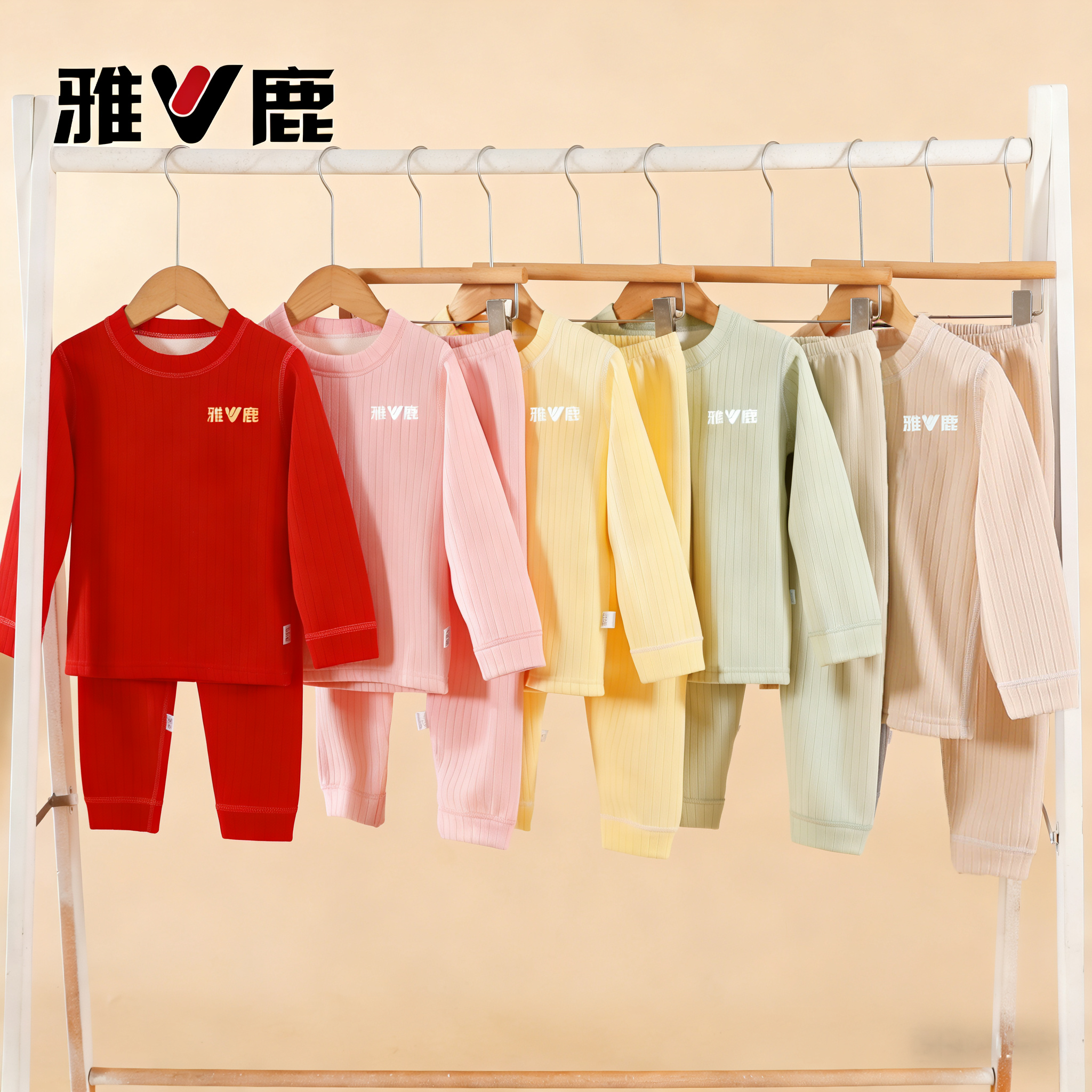 V/雅鹿儿童480克加绒加厚套装冬季家居服套装