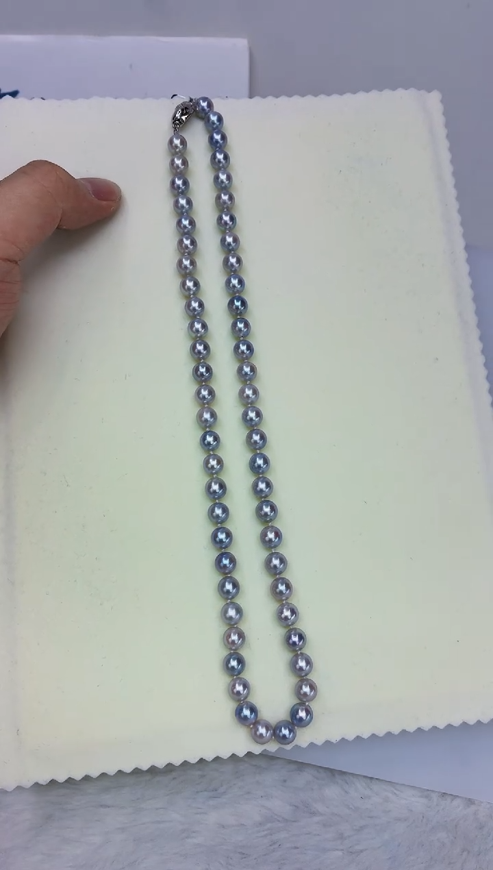 未镶嵌DA海水珍珠灰珠串链7-8 y509