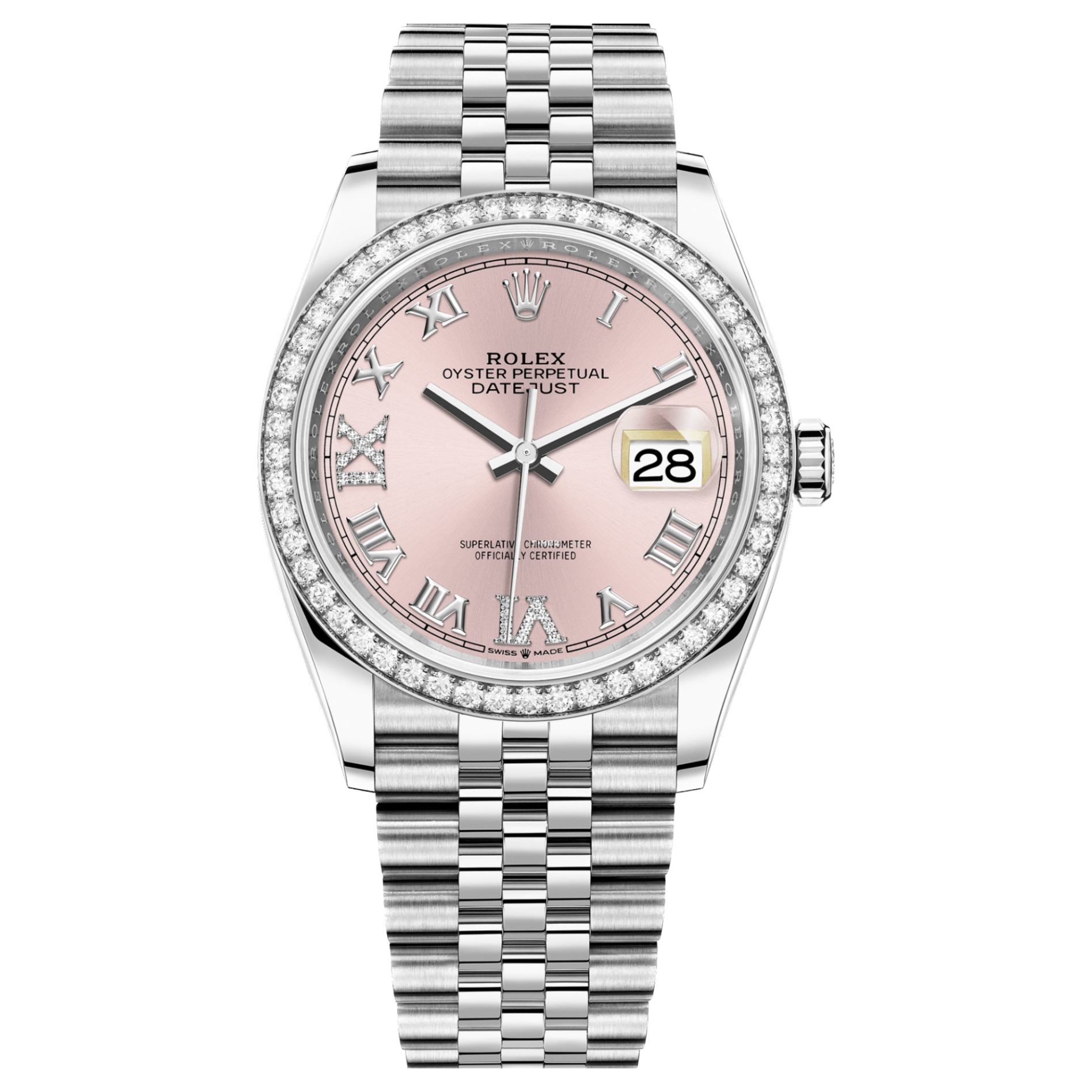 99新 Rolex/劳力士 日志型系列m126284rbr-0023 圈钻粉罗马