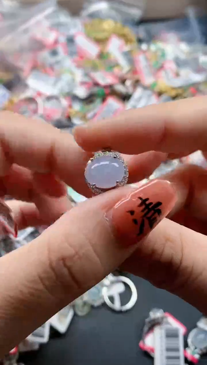 银S925镶嵌戒指翡翠天然A货缅甸翡翠