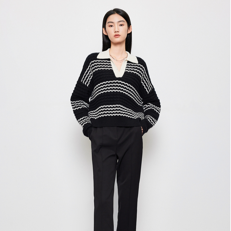 【商场同款】HPLY荷比俪新款女POLO领休闲针织衫HYE12650030-1