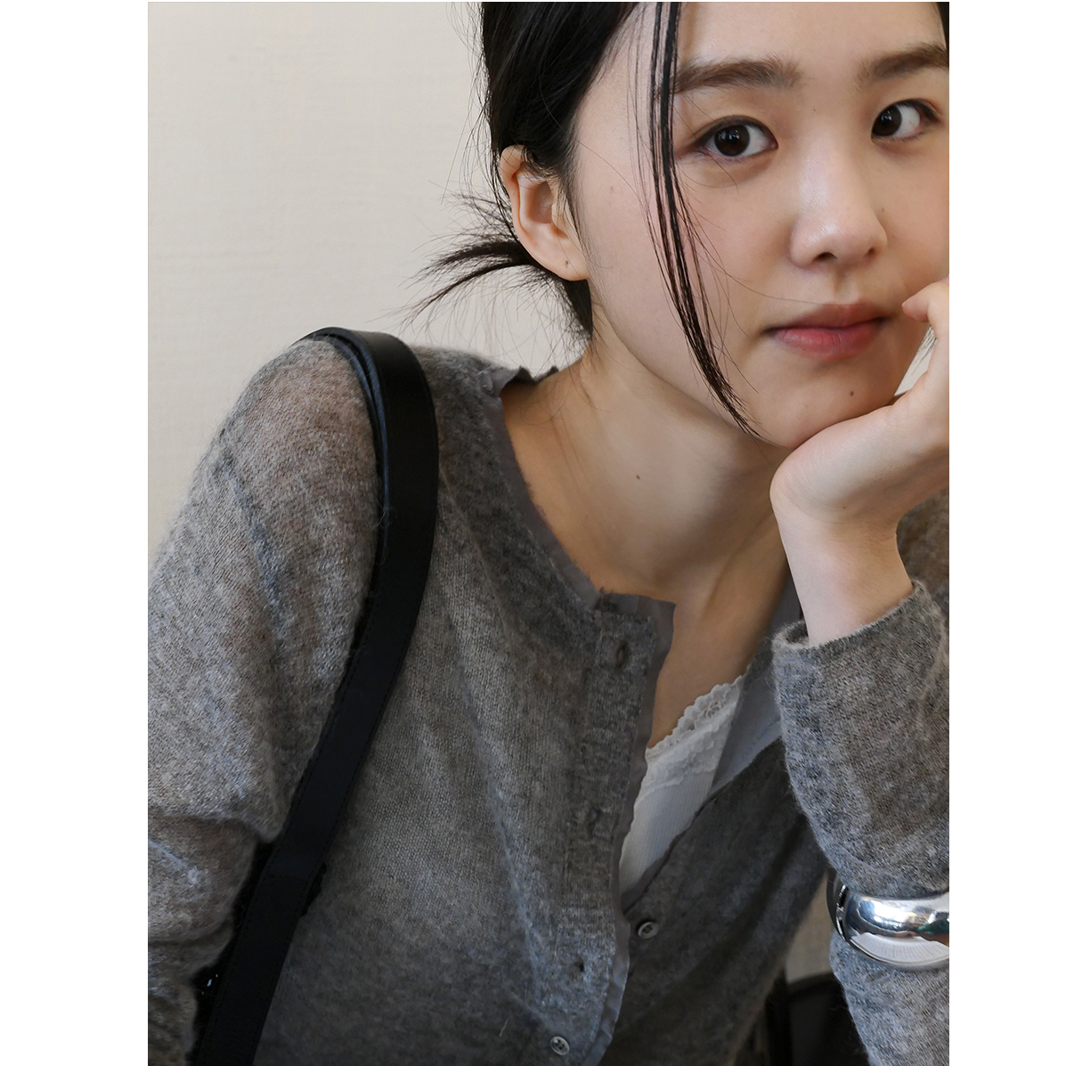 《新品上新》韩系简约花边单排扣百搭设计感毛针织衫 01985