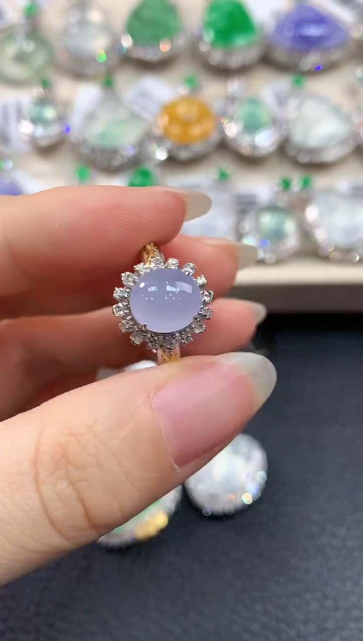 【闪购商品】翡翠戒指18K金镶嵌C53 紫货有色差   