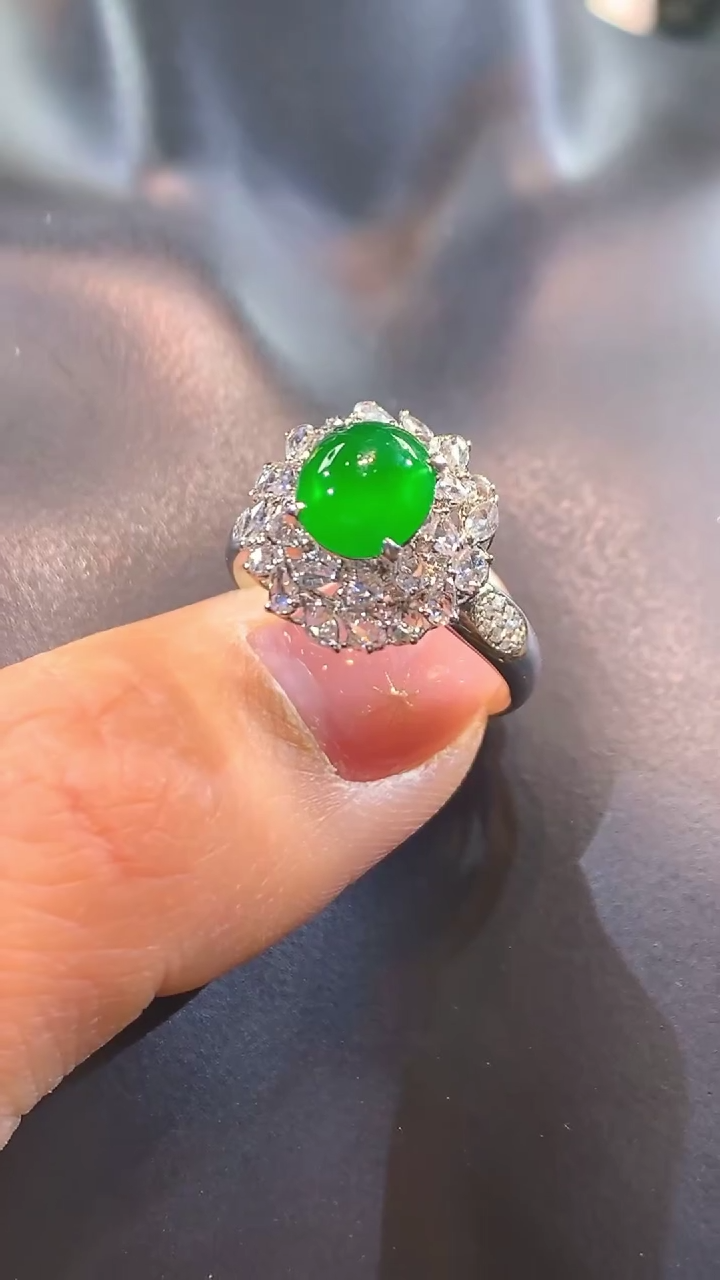 【闪购商品】翡翠戒指18K金镶嵌戒指