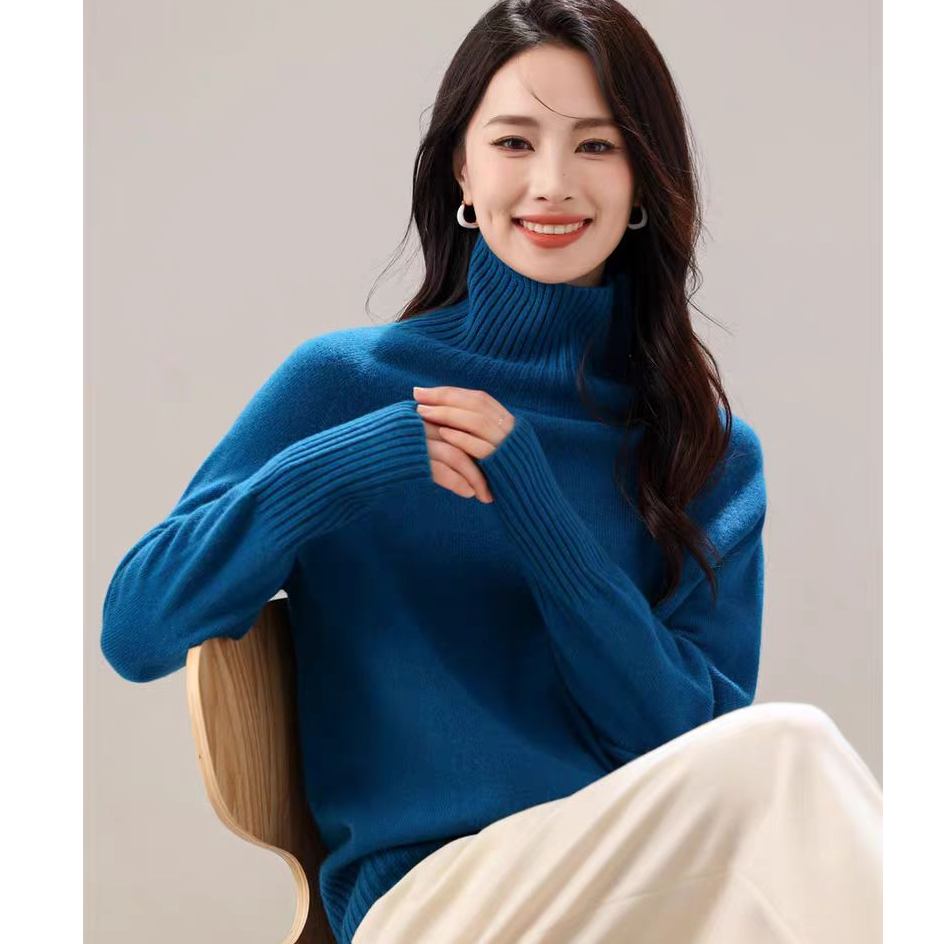 【烟雨灰巷】加厚100羊毛无缝高领套头羊毛衫秋冬2025新百搭打底衫