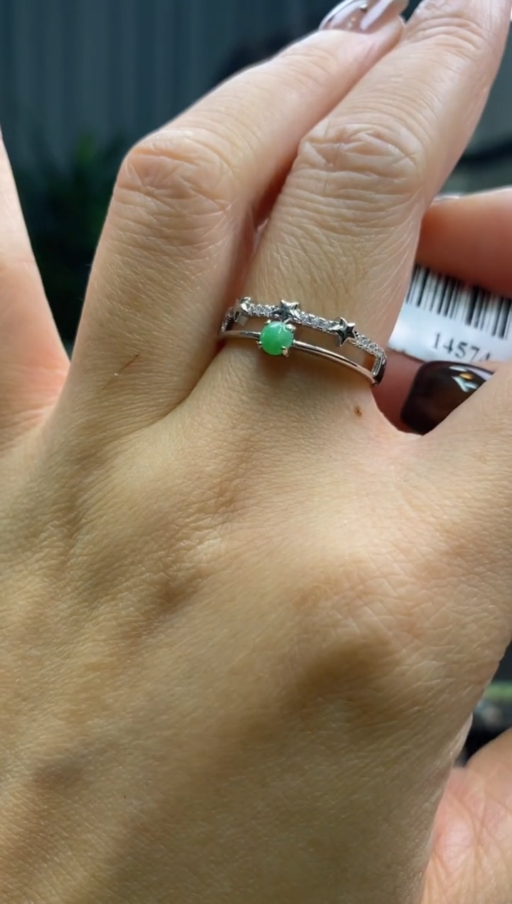 颈饰银S925镶嵌翡翠净货14574