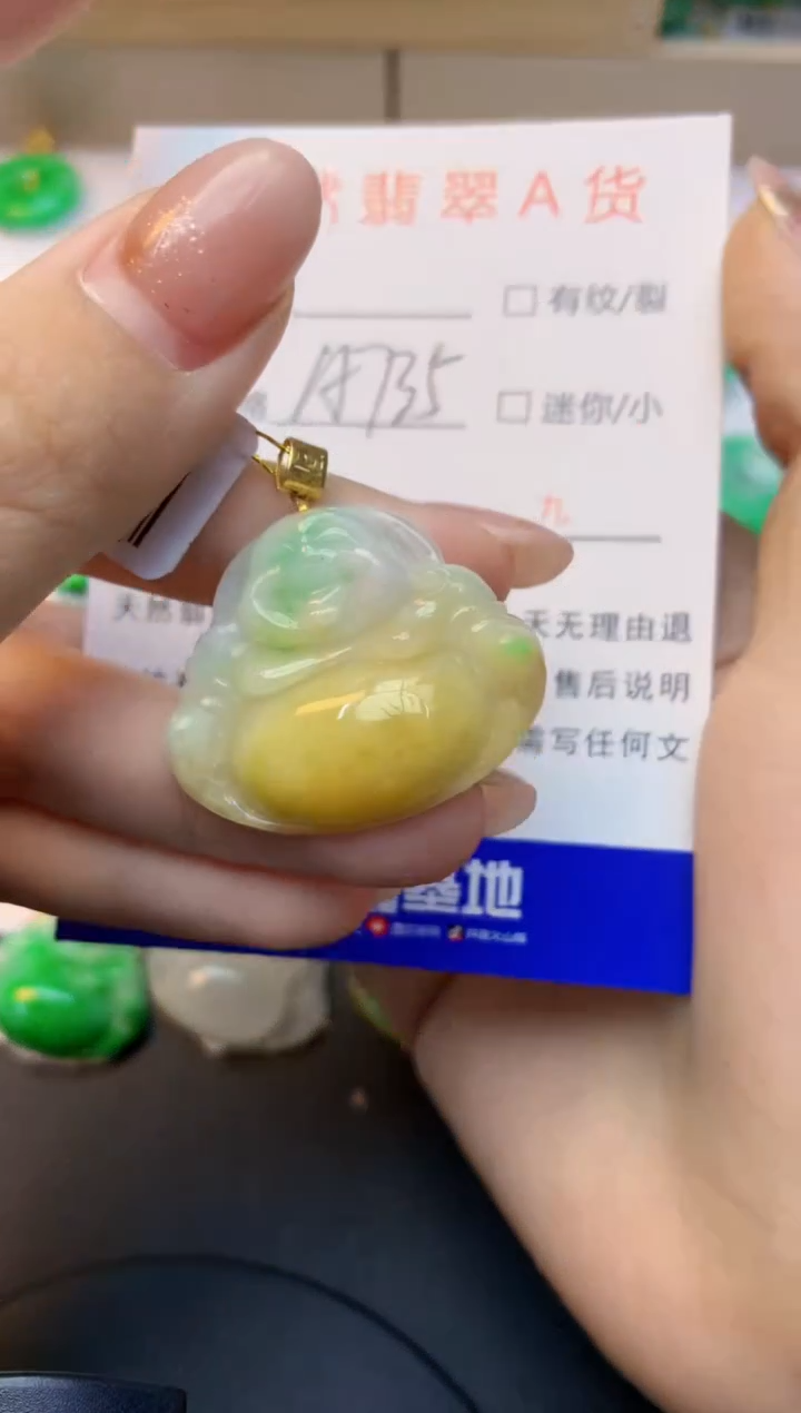 颈饰18K金镶嵌翡翠天然A货缅甸翡翠百元以上9元证书费自理