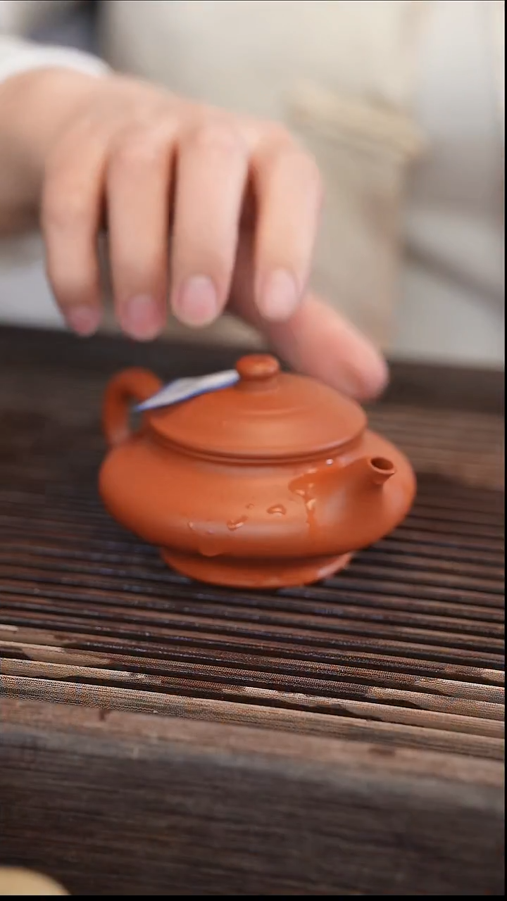 茶壶紫砂【宽口】朱泥 半手工 虚扁 110cc