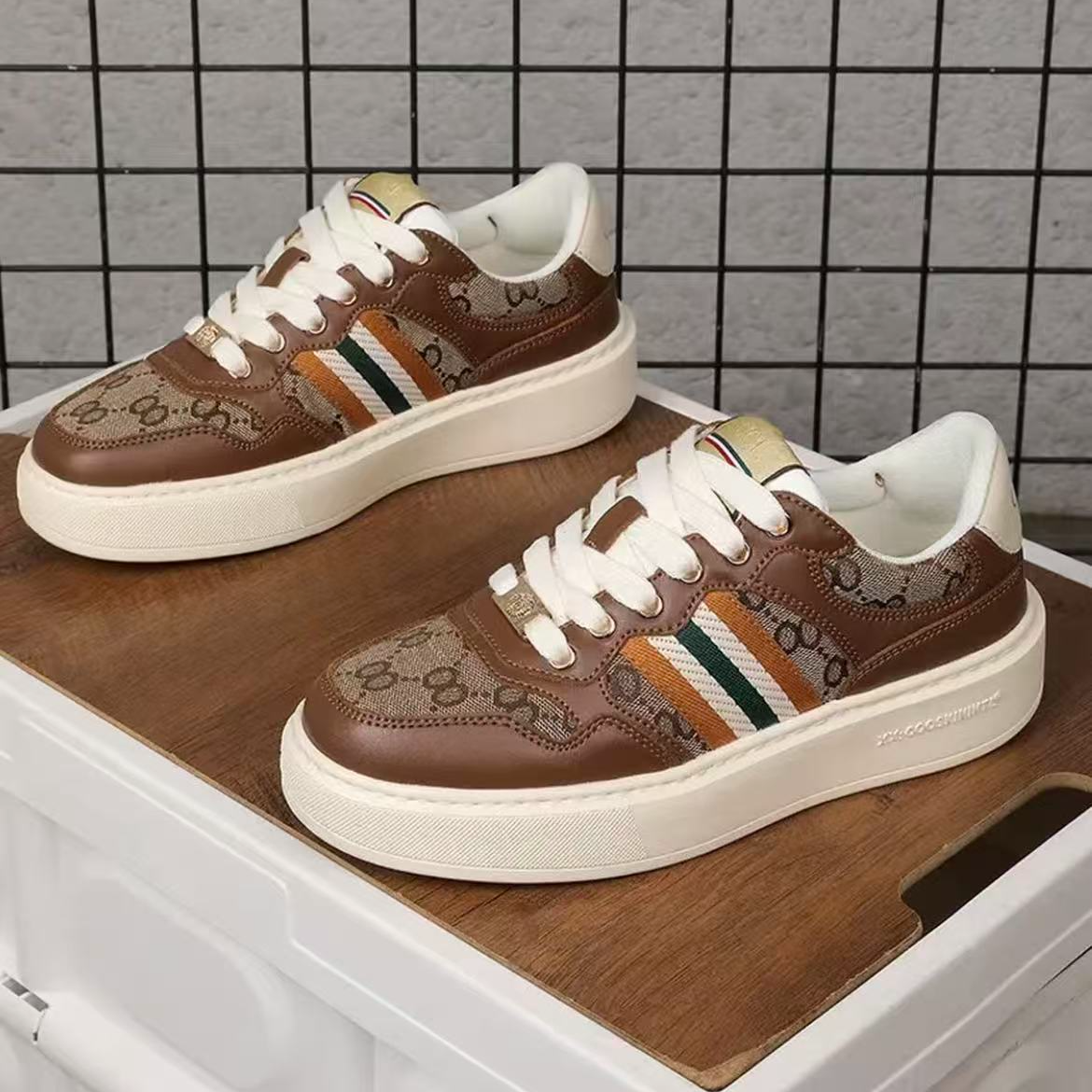 GUCL秋冬男士新款时尚休闲棕色板鞋KQ6780