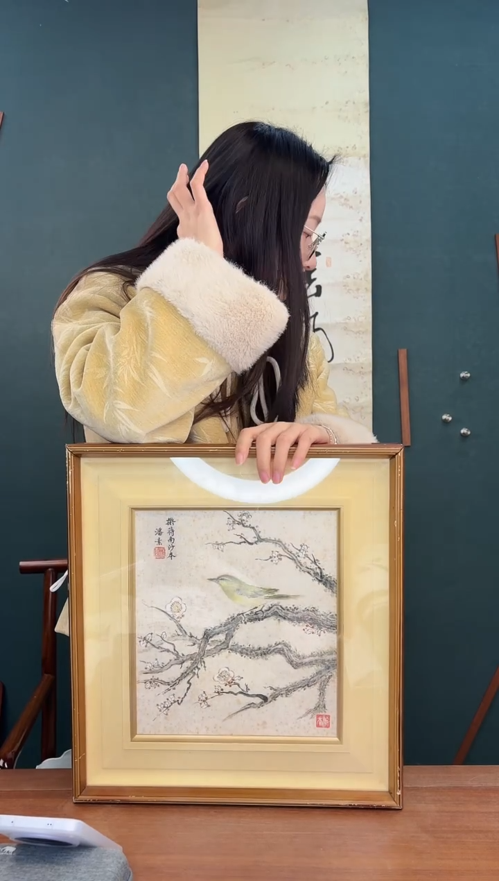 国画状**月张老师潘老师两幅 带框