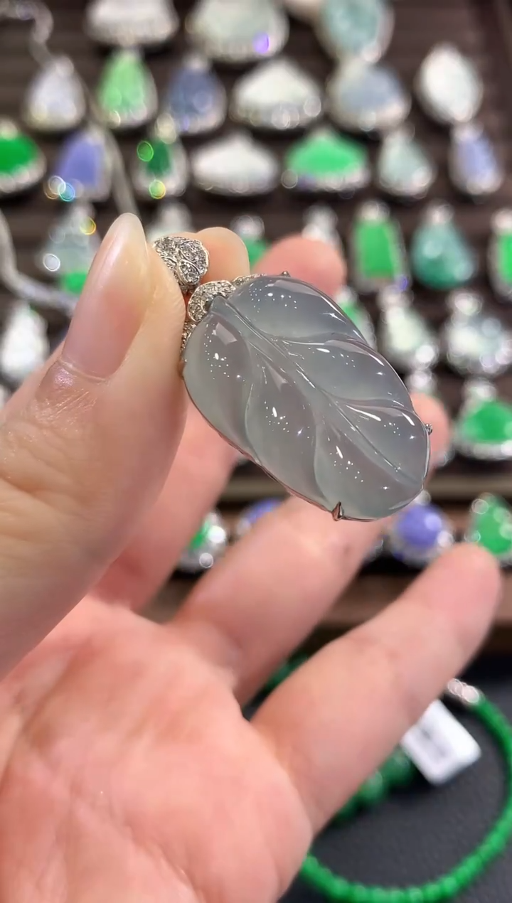 吊坠(不含链)18K金镶嵌翡翠b79   