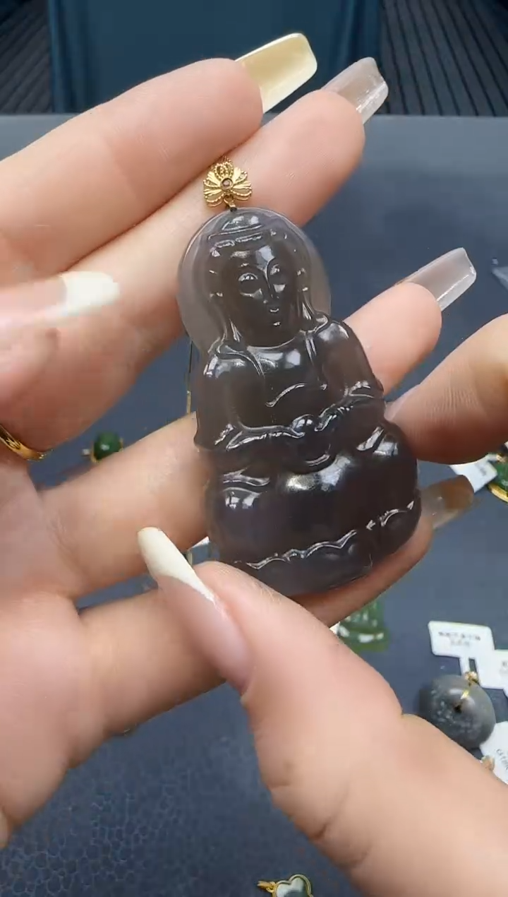 【闪购商品】和田玉挂件18K金镶嵌1