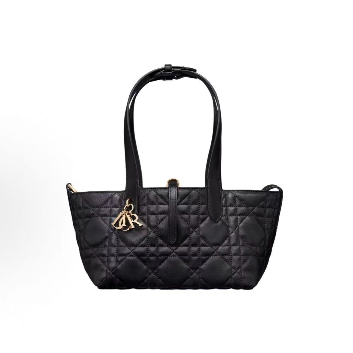 99新 DIOR/迪奥  Toujours土著小号黑色包字母吊坠开合藤格纹牛皮