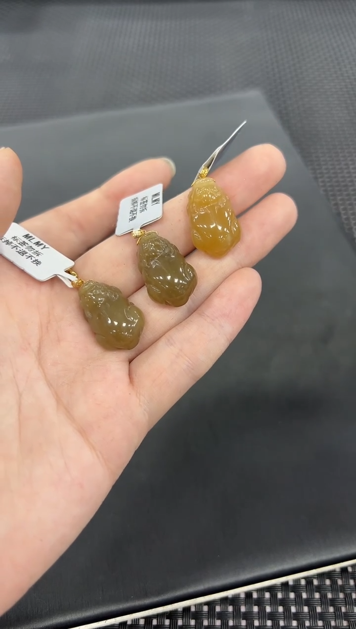 和田玉18K金镶嵌颈饰（多样性发一件）0263
