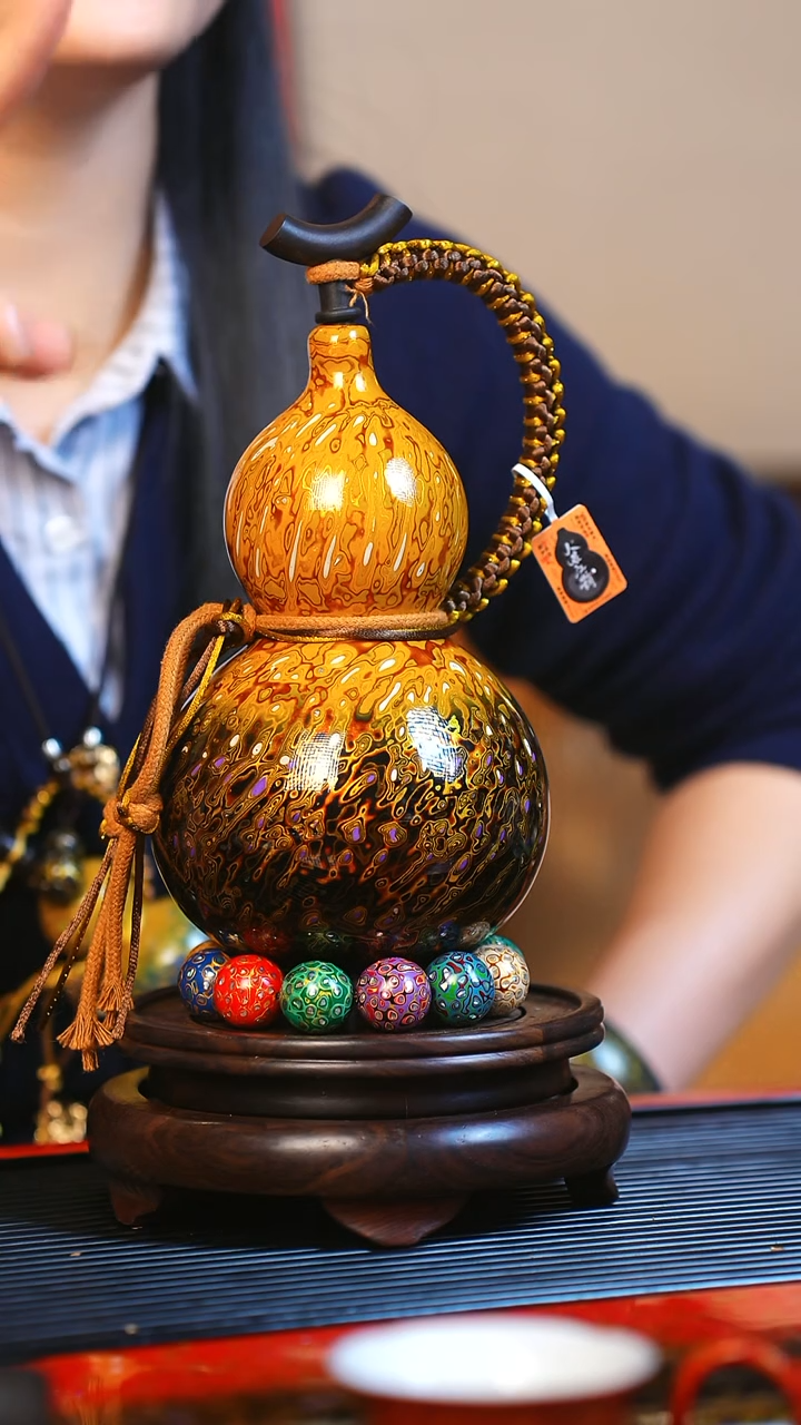 【闪购商品】JQ042漆艺酒葫芦不包手串及旋转底座