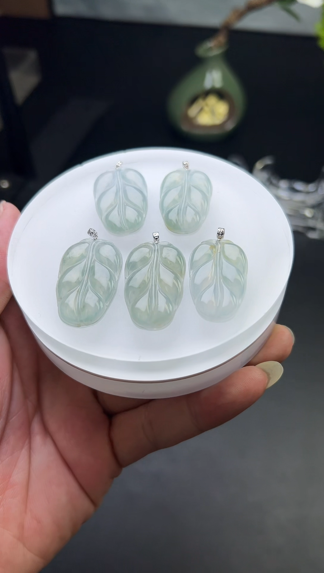 18K金镶嵌挂件翡翠叶子XDD05/多样性发一件