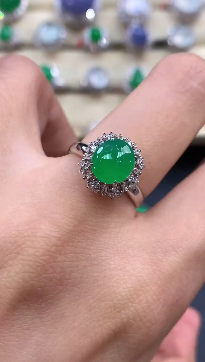 【闪购商品】翡翠戒指18K金镶嵌B146     