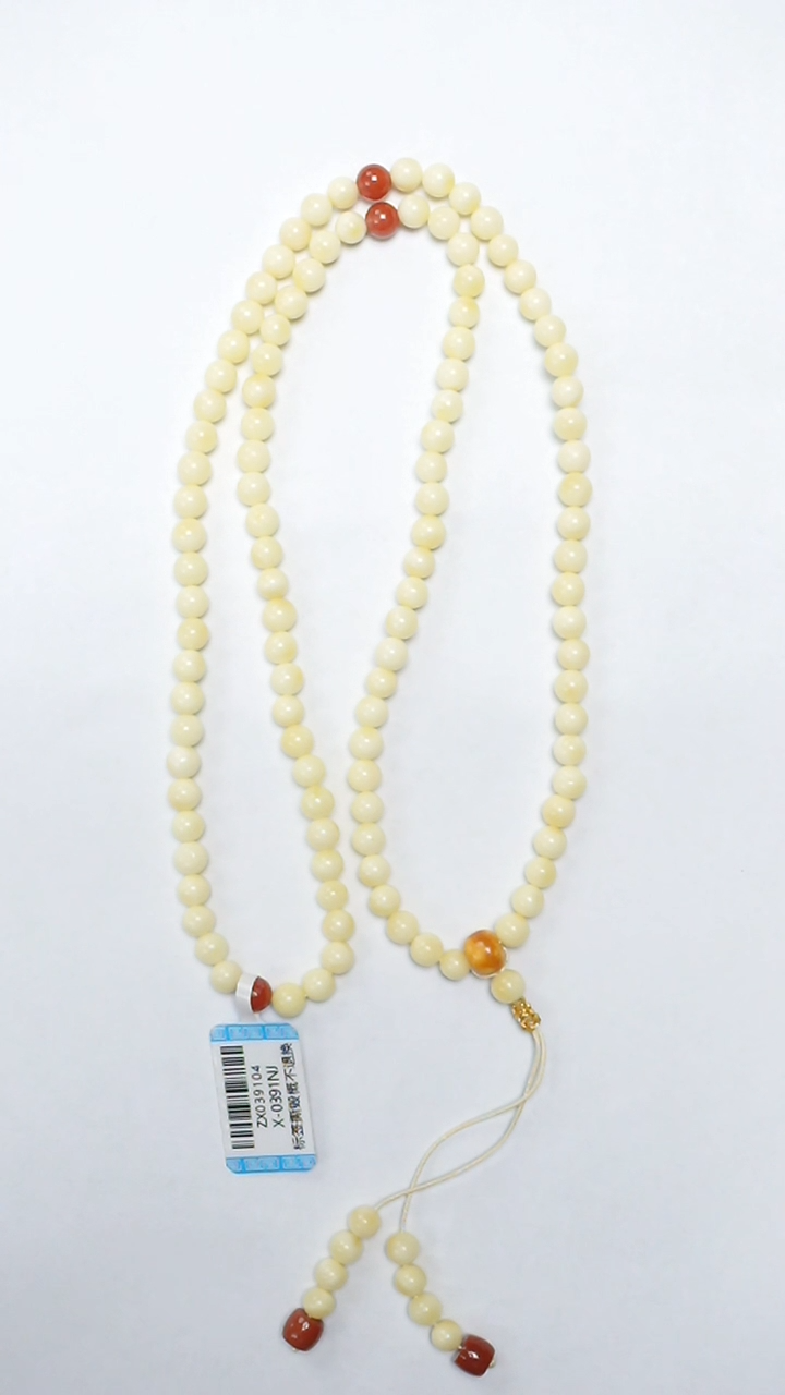 【闪购商品】琥珀颈饰未镶嵌白蜡圆珠108项链