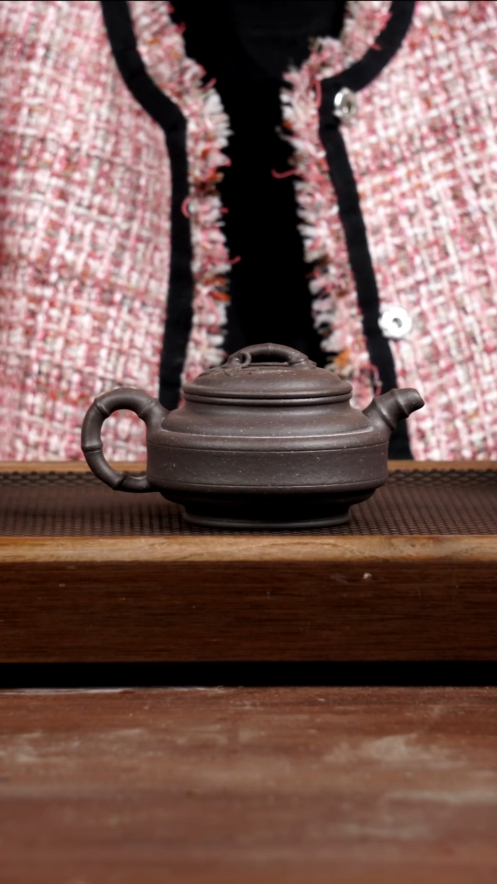 茶壶紫砂8目粗砂天青双线竹鼓250CC