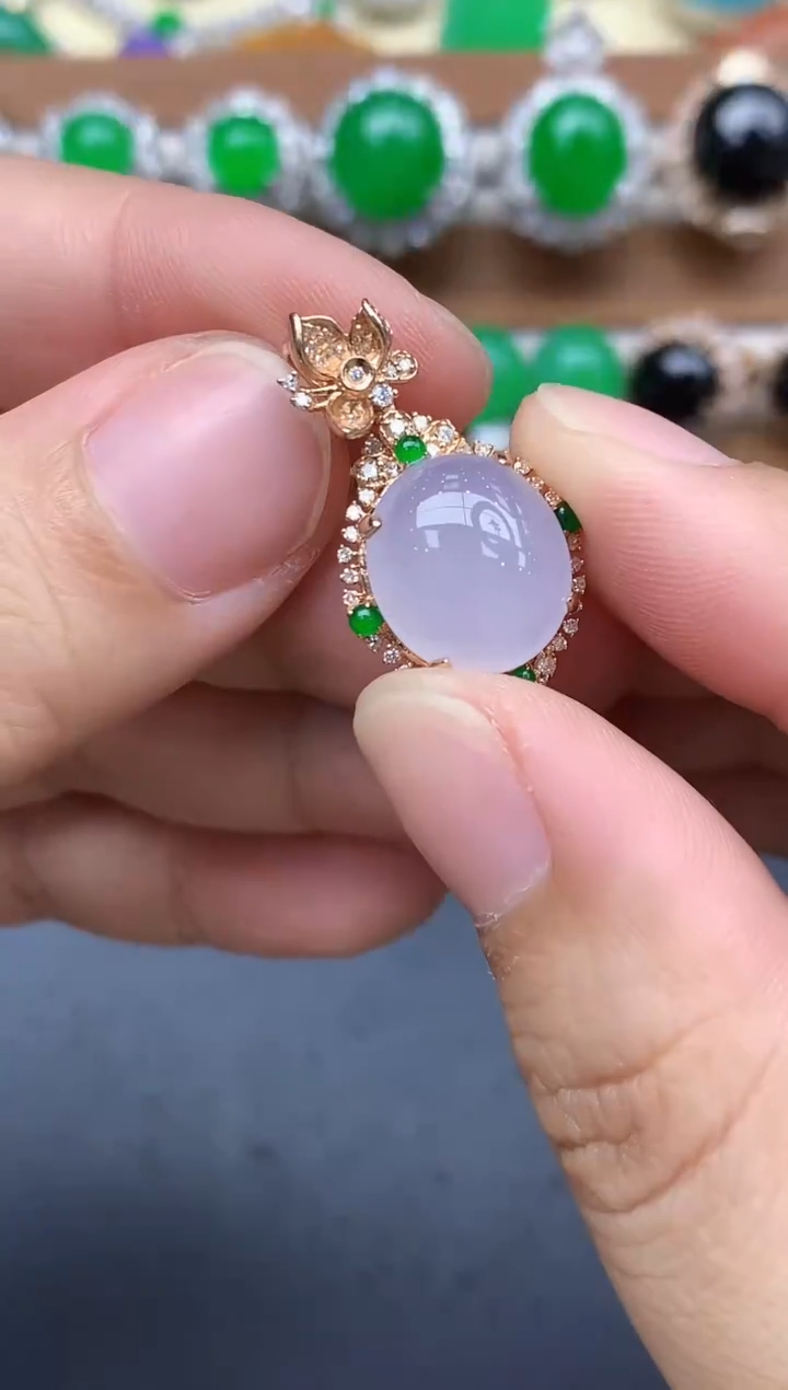 颈饰18K金镶嵌翡翠362-中国好珍宝